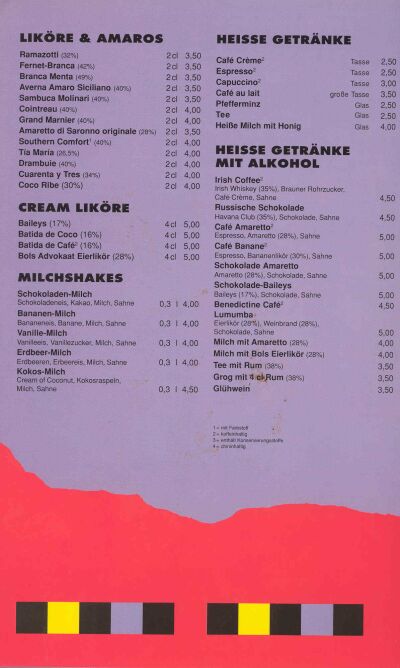 Speisekarte | Carree | Innenansicht