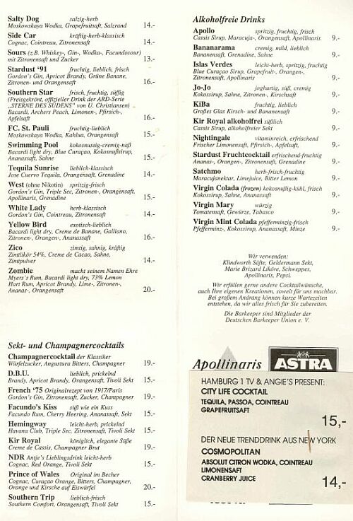 Speisekarte | Angies | Innenansicht