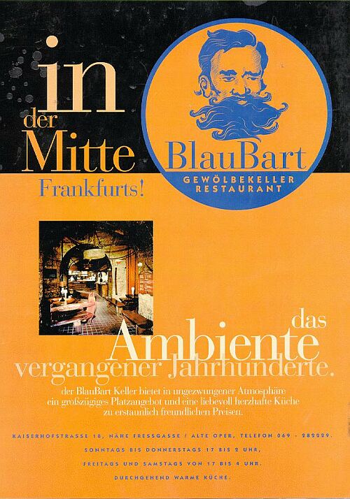 Speisekarte | Blaubart | Außenansicht