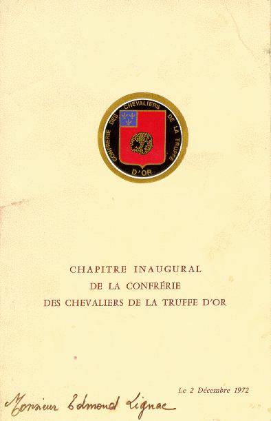Speisekarte | Chevaliers de la Truffe dOr | Außenansicht