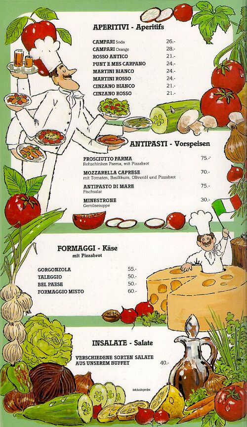 Speisekarte | Antonio | Innenansicht
