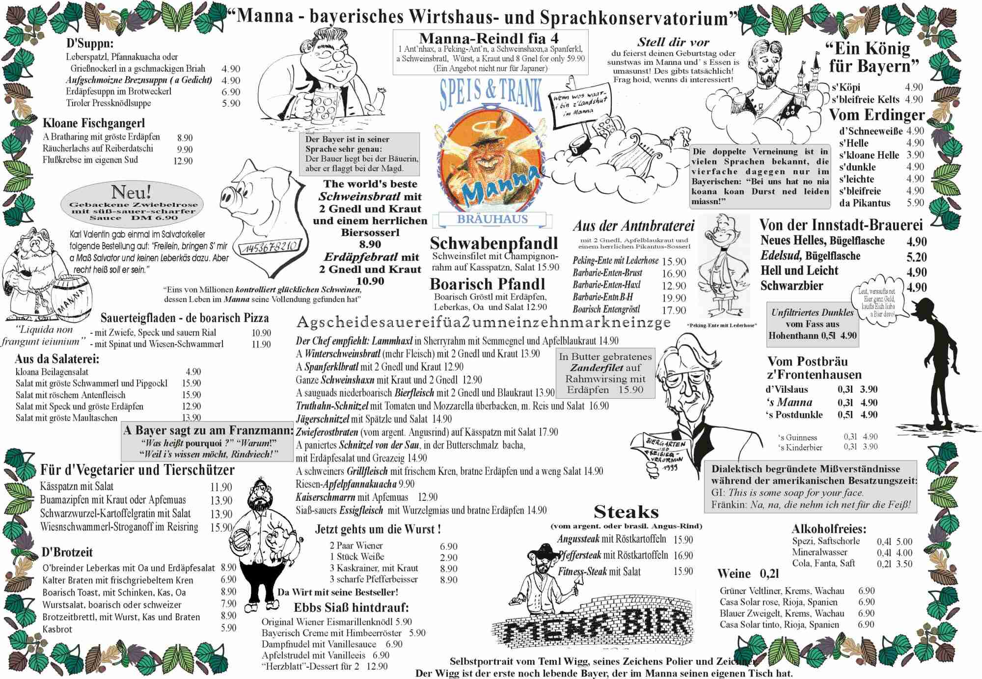 Speisekarte | Brauhaus Manna | Außenansicht