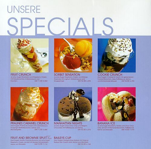 Speisekarte | Hagen-Dazs | Innenansicht