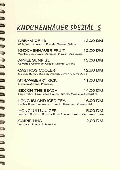 Speisekarte | Knochenhauer | Innenansicht