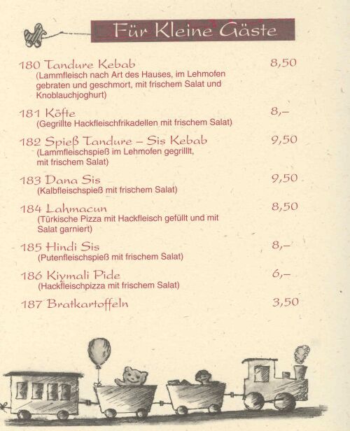 Speisekarte | Tandure | Innenansicht