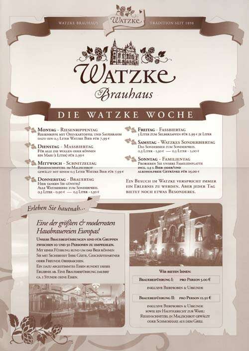 Speisekarte | Watzke | Außenansicht