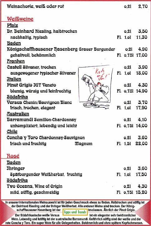 Speisekarte | Wooge | Innenansicht