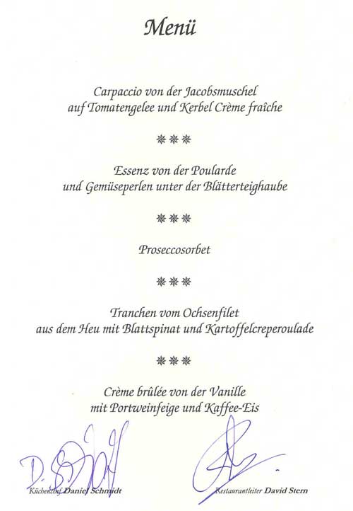 Speisekarte | Ritz-Carlton | Innenansicht