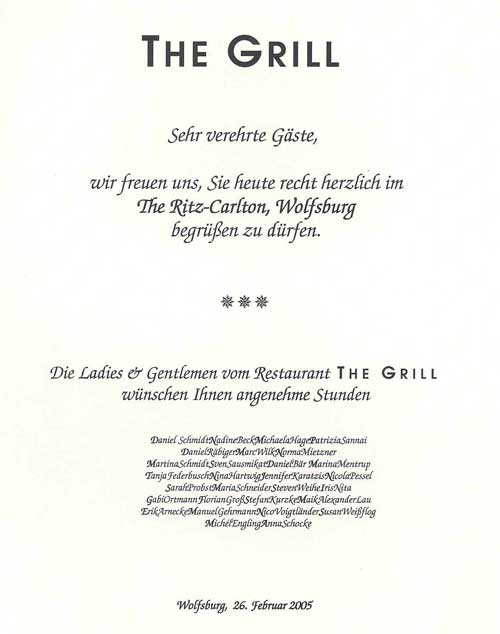 Speisekarte | Ritz-Carlton | Detailansicht