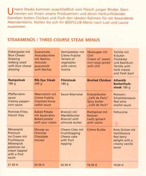 Speisekarte | Beefclub | Innenansicht