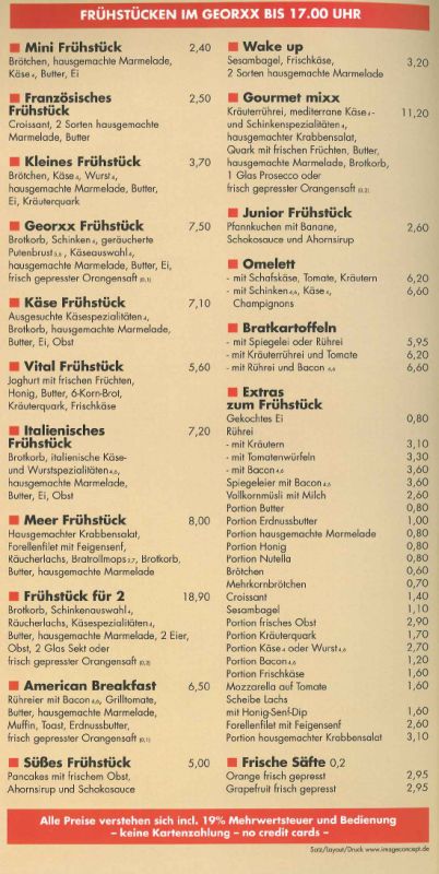 Speisekarte | georxx | Innenansicht
