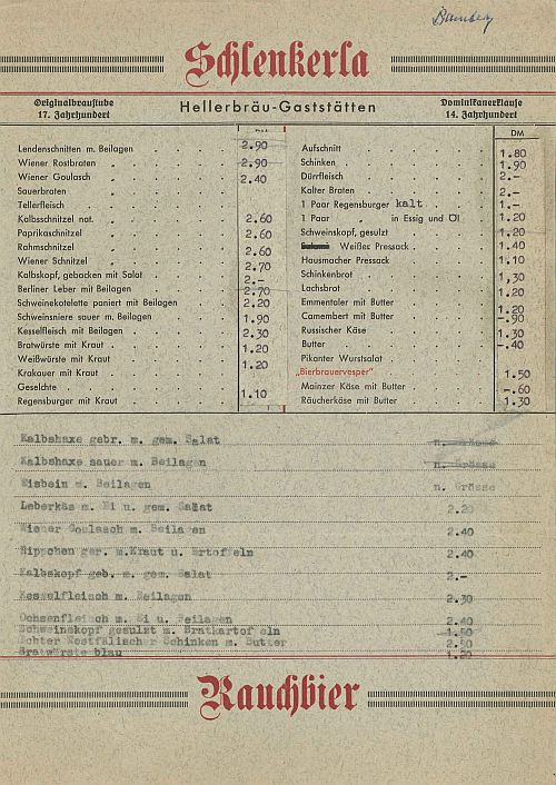 Speisekarte | Schlenkerla | Außenansicht